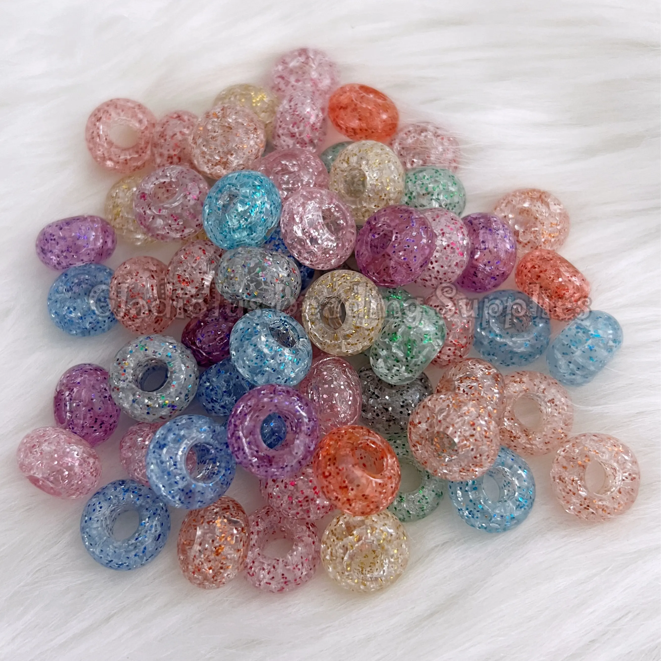 14mm Clear Glitter Spacer - Resin Spacer - Acrylic Spacer