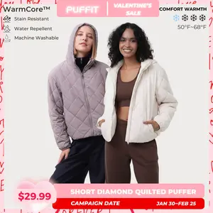PUFFIT WarmCore Premium Hooded Lightweight Quilted Jacket, Comfortable perfect for unpredictable weather,Lady 4D multi-faceted three-dimensional cutting shoulder and sleeve design adapts to modern diverse lifestyles,Simple slimming without bulk Coat
