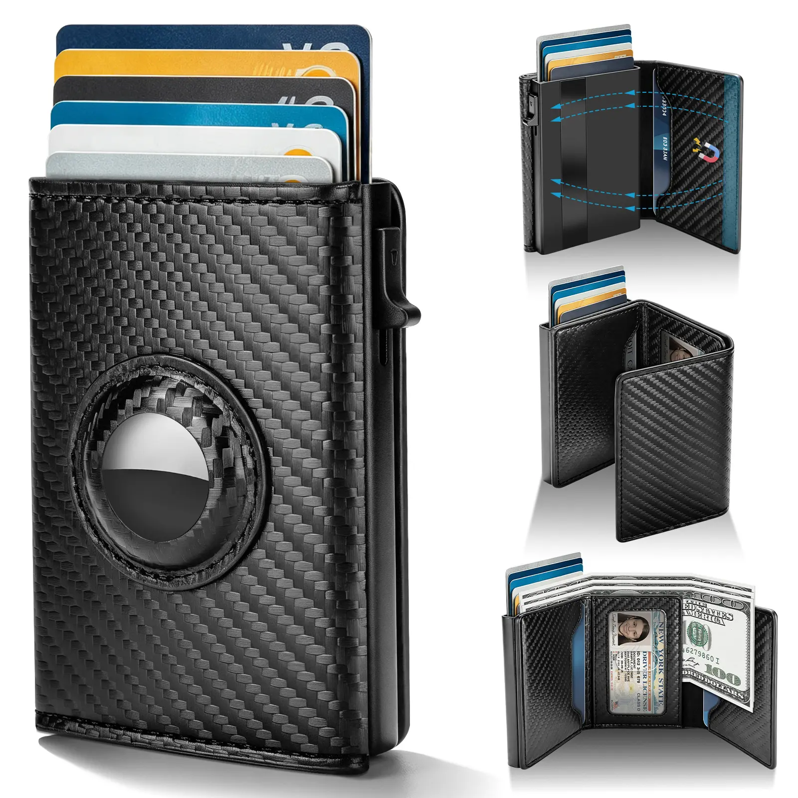 Men's Minimalist Trifold RFID Blocking Leather Wallet - Slim Pop-up Card Holder with ID Window, Cash Slot, Large Capacity, Ideal Men's Gift for Card & ID Storage, Men's Wallet