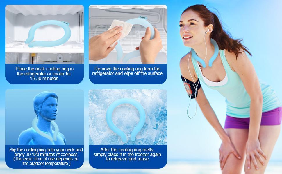 Reusable PCM Material Summer Cooling Neck Ring with Portable Cotton Thermal Bag - Hands-Free Ice Pack for Outdoor Activities, Sporting Events (Up to 5 Hours Cooling Sensation)