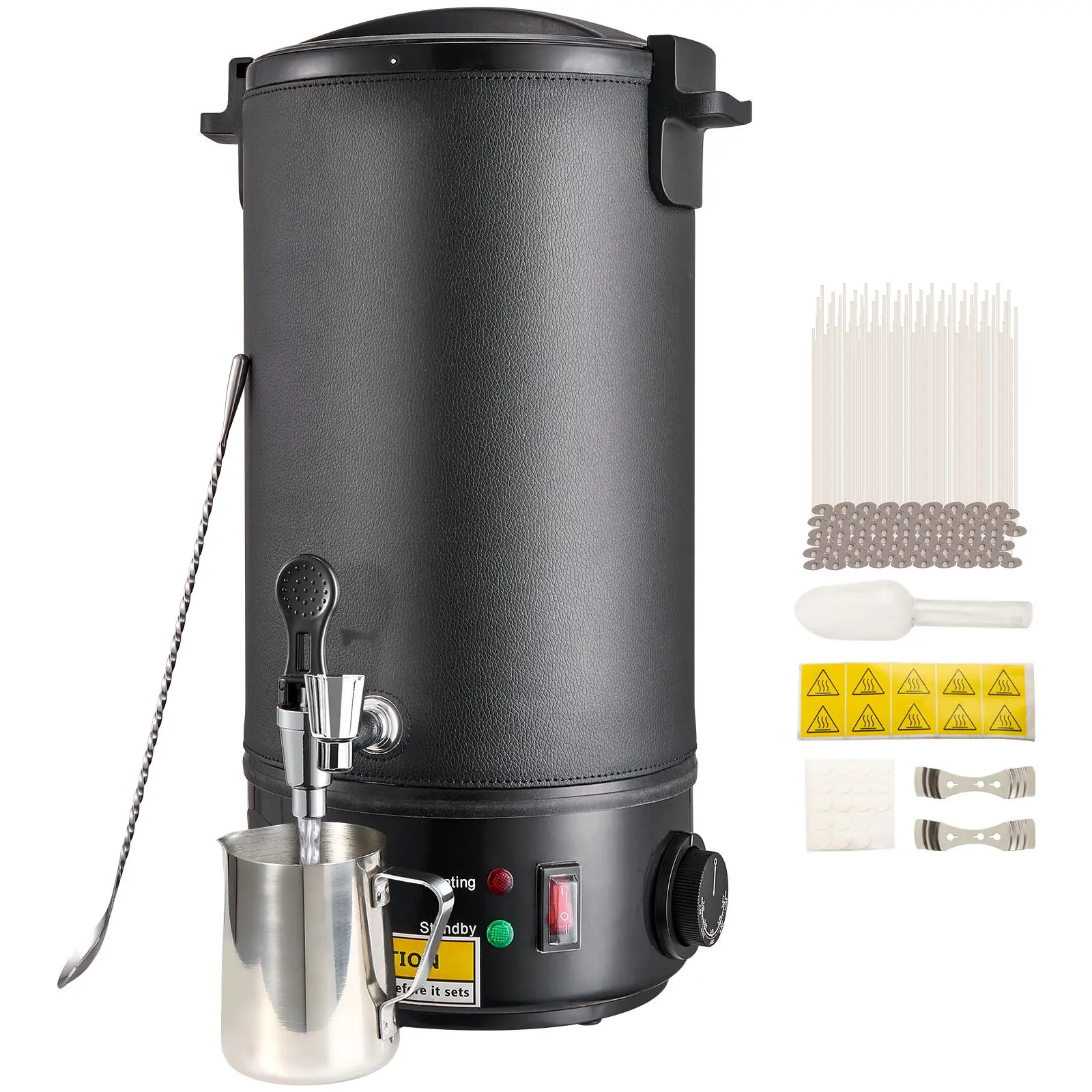 VEVOR 10L Stainless Steel Multi-Use Wax Warmer Kit, Electric Body Care Cosmetic Pot with Easy-Pour Spout, 9-Level Temp Control, Easy Clean for Home & Small Business Candle Making