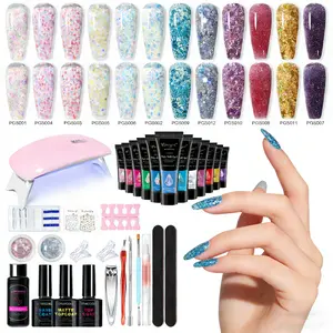 Professional Poly Nail Gel Extension Kit with 48W UV Lamp, 100Pcs Nail Extension Tips, Nail Strengthener Builder Gel, Soak-Off UV Gel, Complete Salon Manicure Set, Easy to Use for Beginners, Ideal Gift for Women & Manicure Enthusiasts