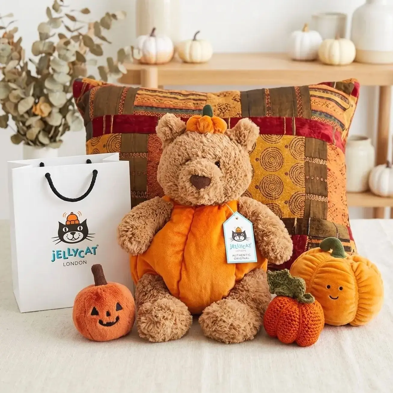 Official Jellycat Pumpkin Plush Bear | Ready to Ship from US | Free Jellycat Gift Bag Included