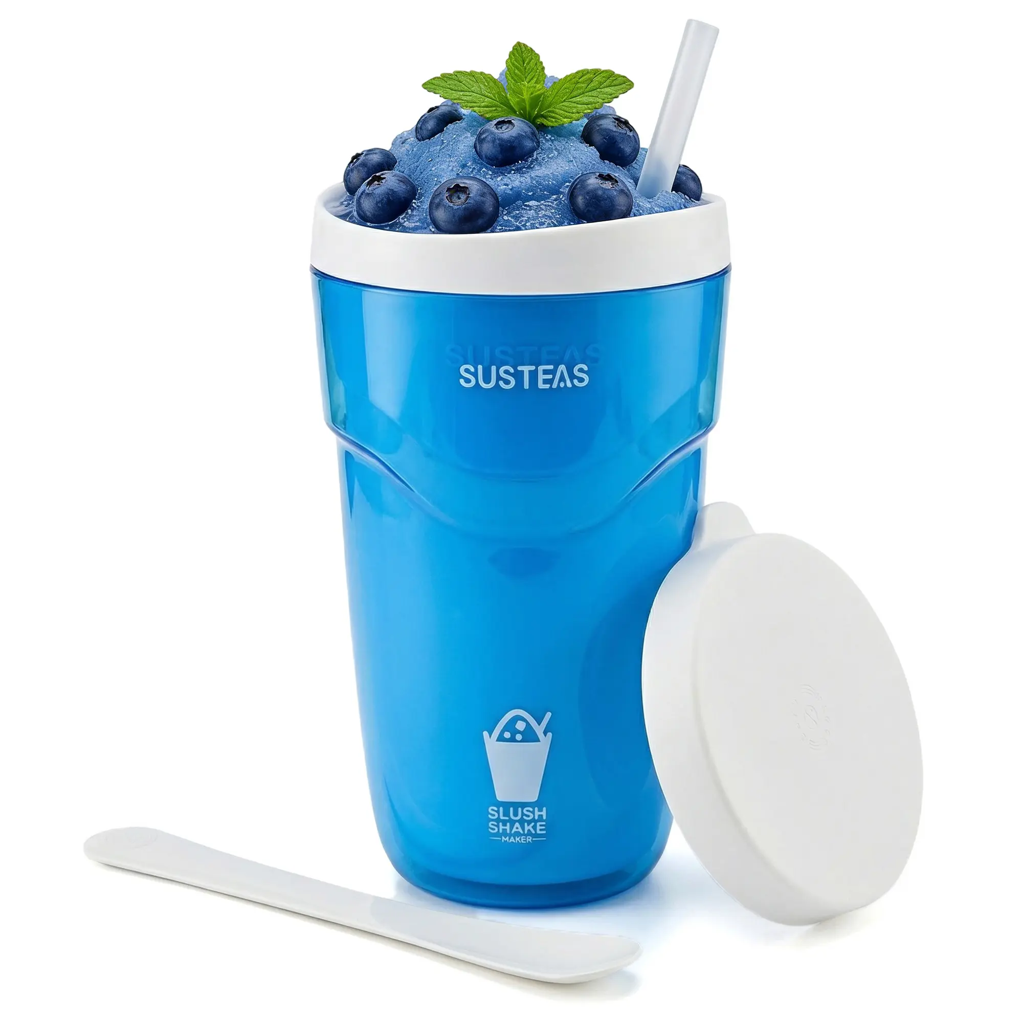 SUSTEAS Freeze & Blend Magic Cup Instant Smoothie Maker - 15min Ready, 240ml Double Wall Insulated Tumbler with Lid, Detachable Ice Mash Spoon & Straw, Portable for Making Slushies, Parties & Summer Drinks, Reusable, Healthy Drinks tiktokshopbacktoschool