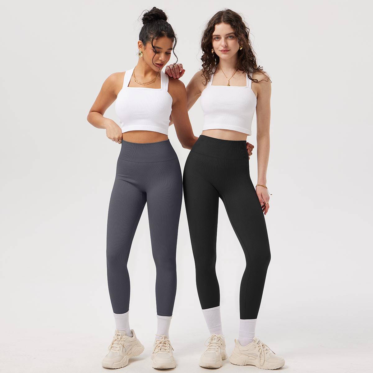 OQQ Women's Yoga Pants Ribbed Seamless Workout High Waist Bell Bottoms Flare Leggings Comfort SpringStatements