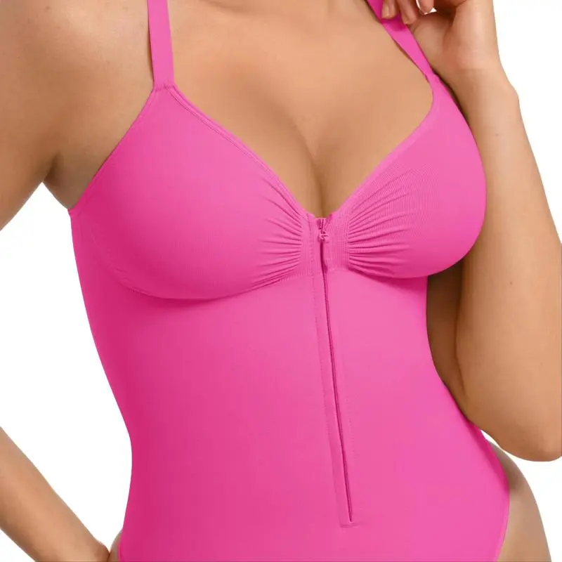 FeelinGirl Seamless Covered Bust Jumpsuit Thong Bodysuit Peach heart collar Fit Womenswear Comfort Shapewear Breathable Comfortable Day Clothes Smooth Zipper Spaghetti Strap new