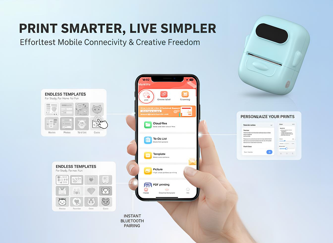 Label Maker, label printer, portable wireless Bluetooth printer, can print item labels, product labels, document labels, etc. Compatible with Apple and Android. Black Friday.Easter.
