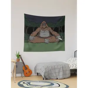 Trending Sassy The Sasquatch Tapestry - Smoking & Meditating Gorilla Design，Hilariously Funny Decor for Living Rooms, Bedrooms, College Dorms，Lightweight Wall Hanging,chill room accessories roo easy hang wall art flag multiple option, Decorative