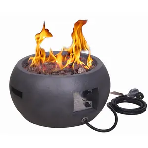 Afterglow Terrafab  22"  Round 40,000 Btu Propane Fire Pit Outdoor Concrete Fire Table,  Black