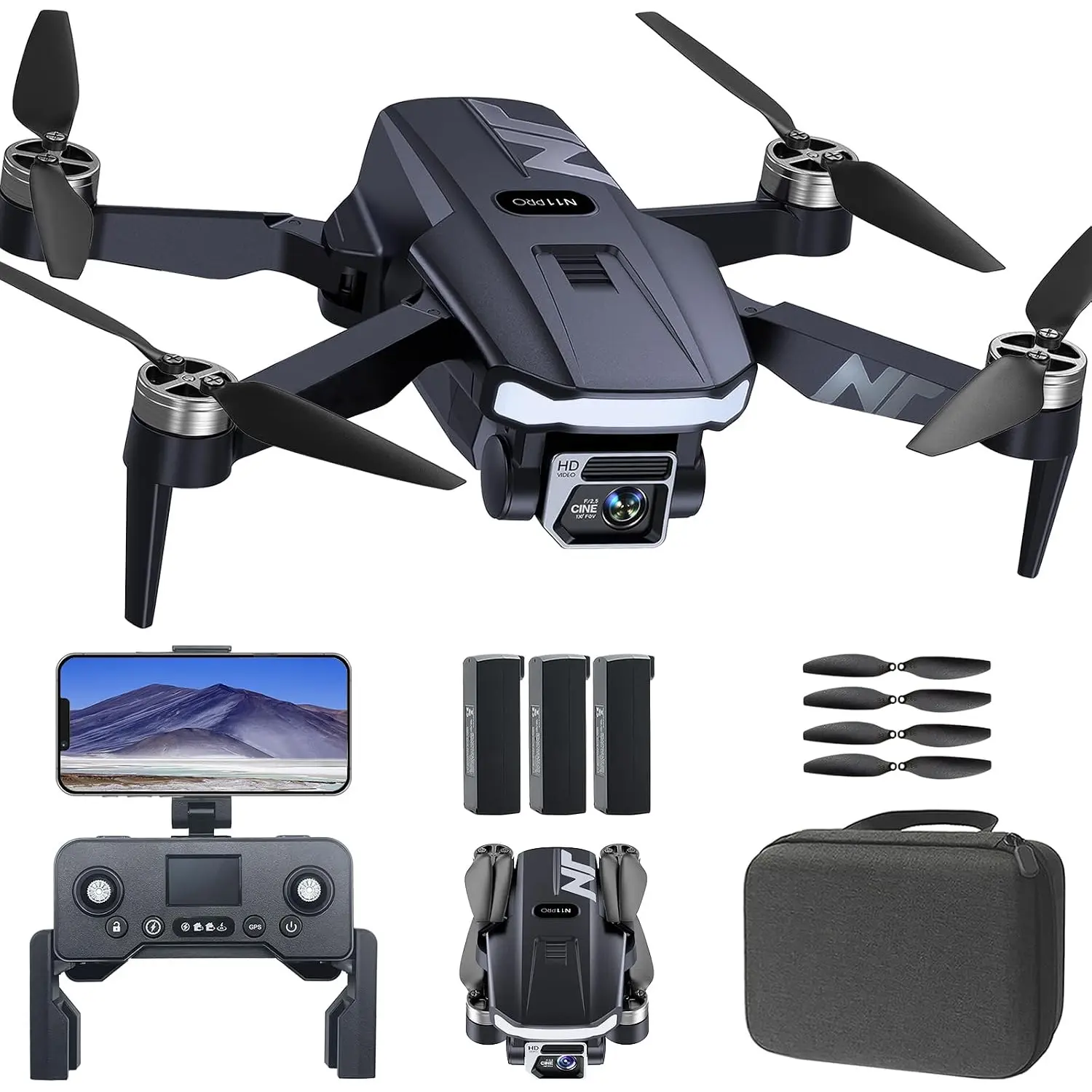 4K UHD GPS Drone with Camera for Adults, 90 Min 3 Battery Long Flight Time, Auto Return, Follow Me, Long Control Range, Brushless Motor, 5G FPV RC Quadcopter for Beginners