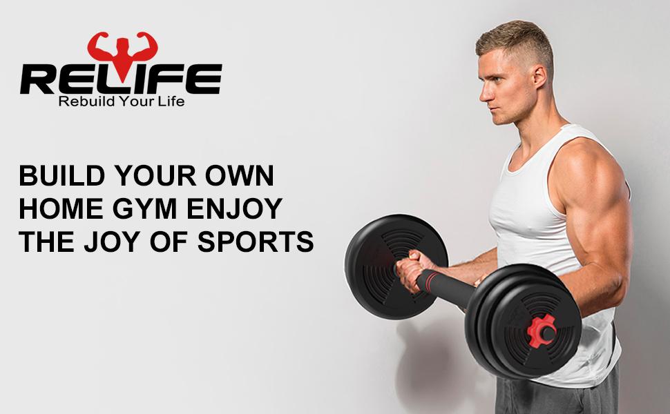 RELIFESPORTS 6-in-1 Adjustable Dumbbell Set | Squat Bar & Tire Flipper Included | Free Weights for Men & Women | Space-Saving Multifunctional Home Gym Equipment summerwins