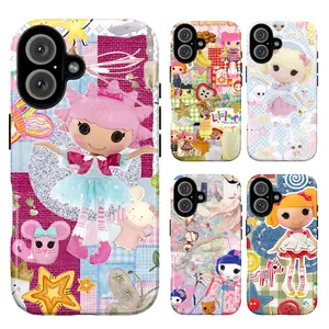 Kawaii Lalaloopsy Phone Case, Y2K Cartoon Doll Phone Cover for iPhone 17 16 15 14 13 12 11 Pro Max X XR XS 7 8 Plus SE & Galaxy S25 S24 S23 S22 S21 | Pastel Cute Patchwork, Soft Girl Aesthetic, Coquette Girly Gift