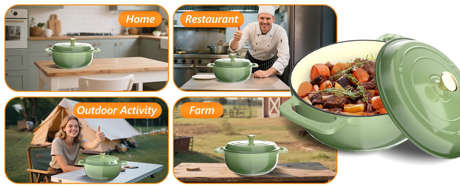 ROVSUN Enameled Cast Iron Round Dutch Oven, 5/6/7.5QT Pot with Lid &Dual Handles with Silicone Gloves,Oven Safe up to 500°F, Heavy-Duty Pre-Seasoned Cookware for Bread Baking, Braising, Stews, Roasting,TikTokShopBlackFriday SpringStatements