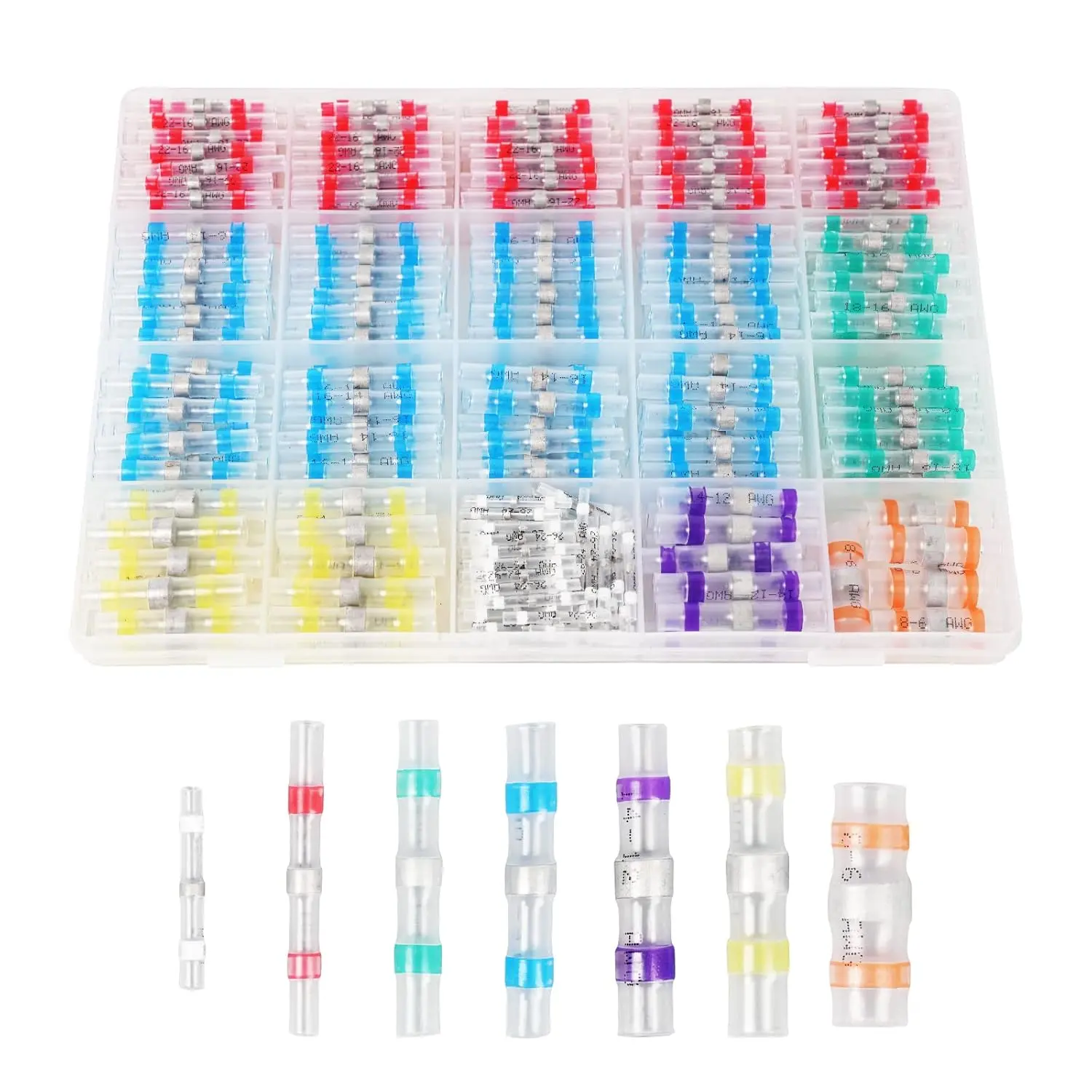 400PCS Solder Seal Wire Connectors Kit with Heat Gun, Durable Reliable Double Wall Polyolefin Heat Shrink Multi-Size Waterproof Solder Stick Connectors for Home Improvement Lighting Accessories, Durable Reliable Connectors, Heat Shrink Connectors