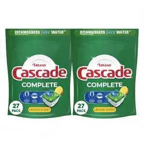 (2 Pack) Cascade Complete ActionPacs Dishwasher Detergent, Lemon Scent, 27 Count