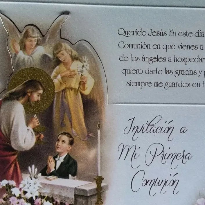 Boys' Elegant Design First Communion Invitations - Easy-to-Distribute Festive Party Supplies for First Communion Celebrations