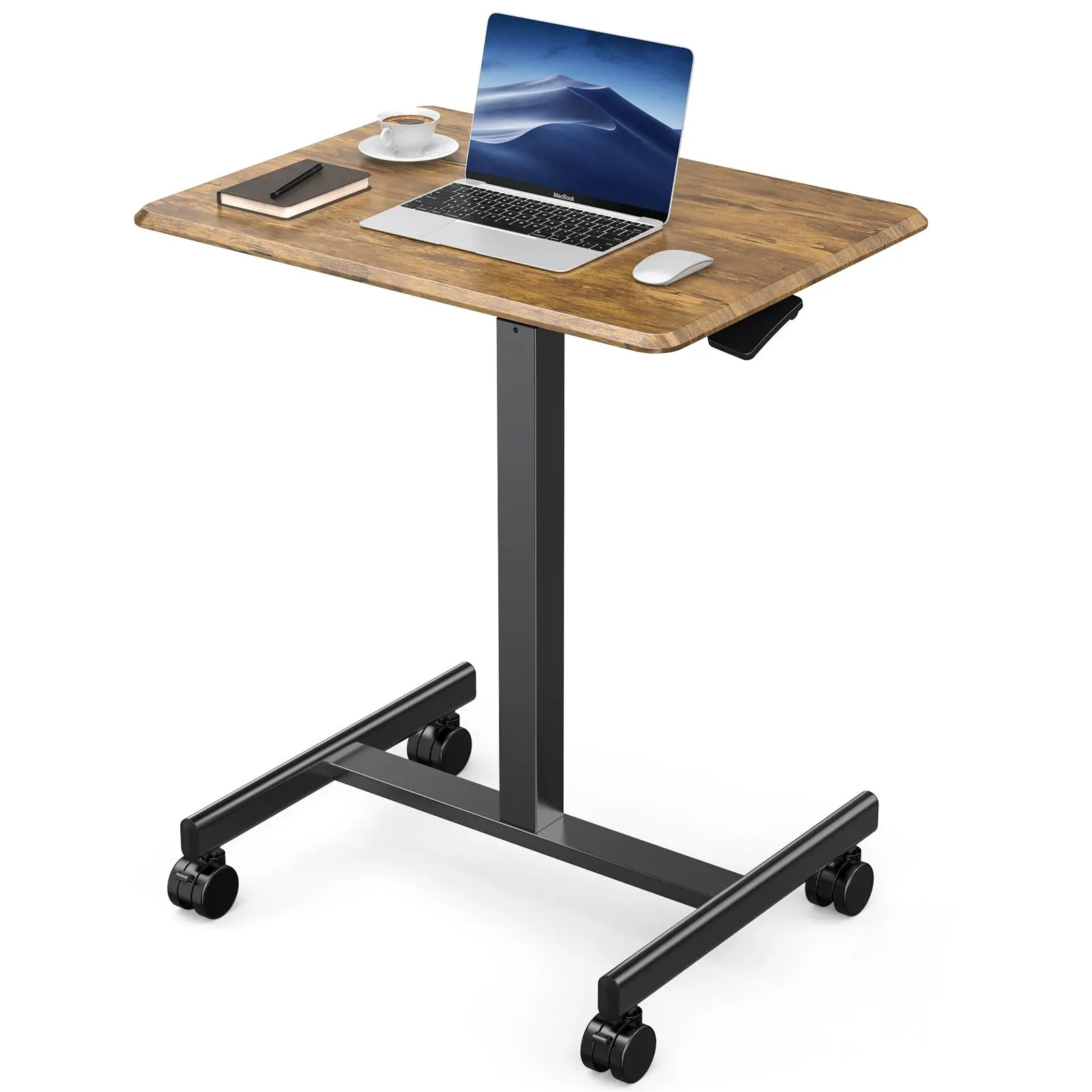 Sweetcrispy Mobile Rolling Standing Desk - Ergonomic Office Desk, Adjustable Height, Portable Laptop Cart, Overbed Table, Wheeled Teacher Podium for Home, Office, Adjustable Height Desk