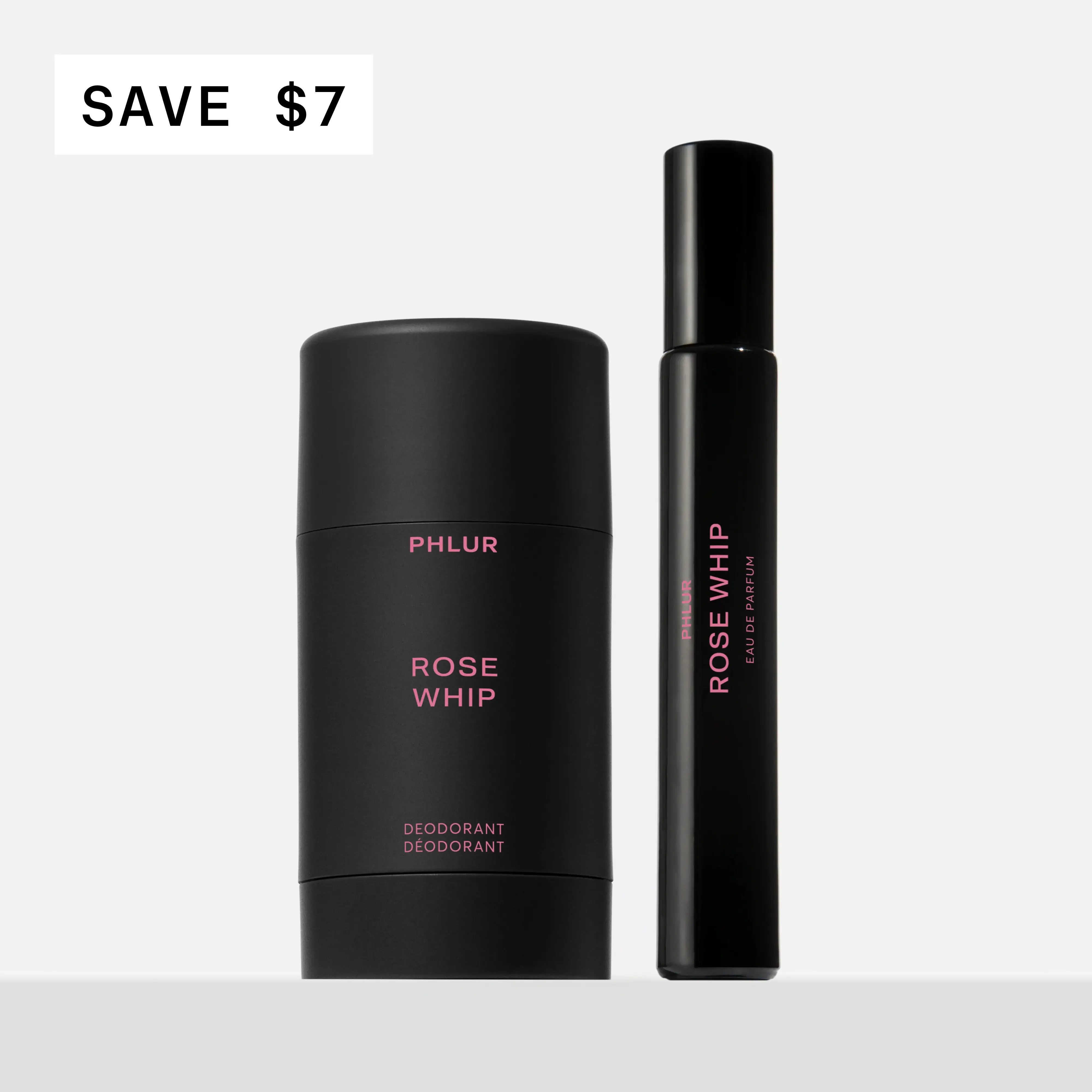 PHLUR Rose Whip Layering Duo - Natural Deodorant + Eau de Parfum Set - 48-Hour Odor Protection, Aluminum Free