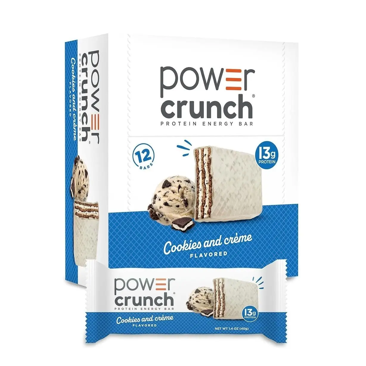 Power Crunch Protein Wafer Bars, High Protein Snacks with Delicious Taste, Triple Chocolate, 1.4 Ounce (12 Count)