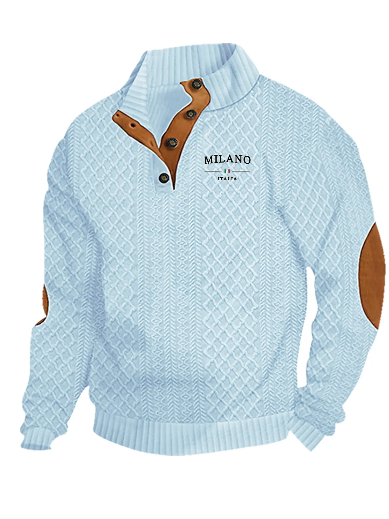 Men's Long Sleeve Henley Sweater, Letter Print Jacquard Knit Pullover, Soft Casual Knitwear for Fall and Winter Daily Wear, Great for Outings, Gatherings & Dates, Ideal Gift for Him