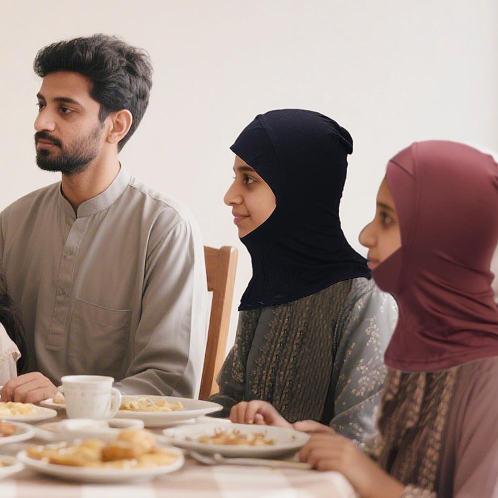 4 Pieces Modal Hijab Cap Adjustable Muslim Stretchy Turban Full Cover Shawl Cap Full Neck Coverage for Lady hat