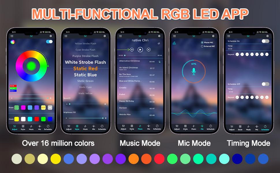 GEGOFORU Queen LED Storage Bed Frame with 4 Drawers, Smart RGBW LED Headboard with Remote Control, PU Upholstered Modern Platform Bed, Gray (Cama Queen con LED y Cajones)