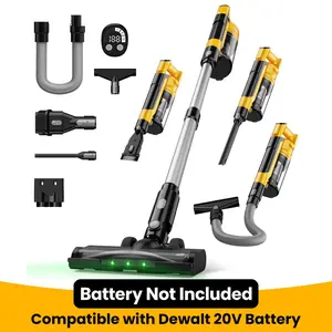 【No Batteries】 350W Cordless Vacuum Cleaner for Milwaukee M18 Battery/for Dewalt 20v Battery/ for Makita 18V Battery, 35kPa Brushless Lightweight Stick Vacuum with 3 Mode Suction, 6 in 1 Stick Vacuum Cleaner with HEPA TOr Floor, Carpet, Car