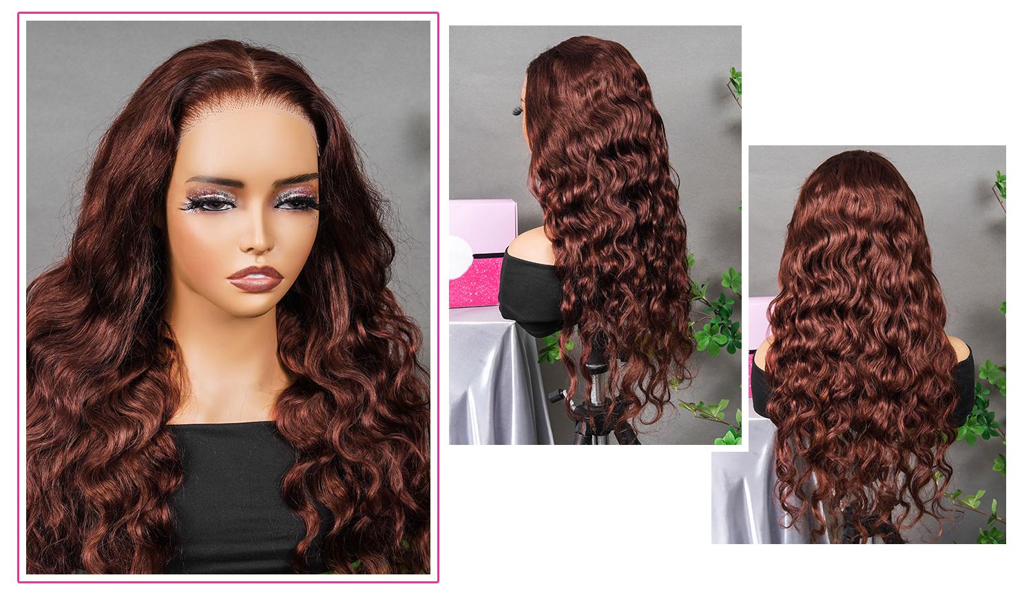 Reddish Brown Body Wave 6*4 Wear Go Wig 180% Density Pre Plucked Pre Cut Lace Closure Wig Glueless Colored Human Hair Wig BGMgirl Hair TikTokShopBlackFriday