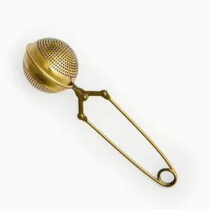 Durable Gold Metal Mesh Tea Infuser Ball with Handle High Quality Stainless Steel Strainer Perfect for Herbal Blends a Fun Functional Gift