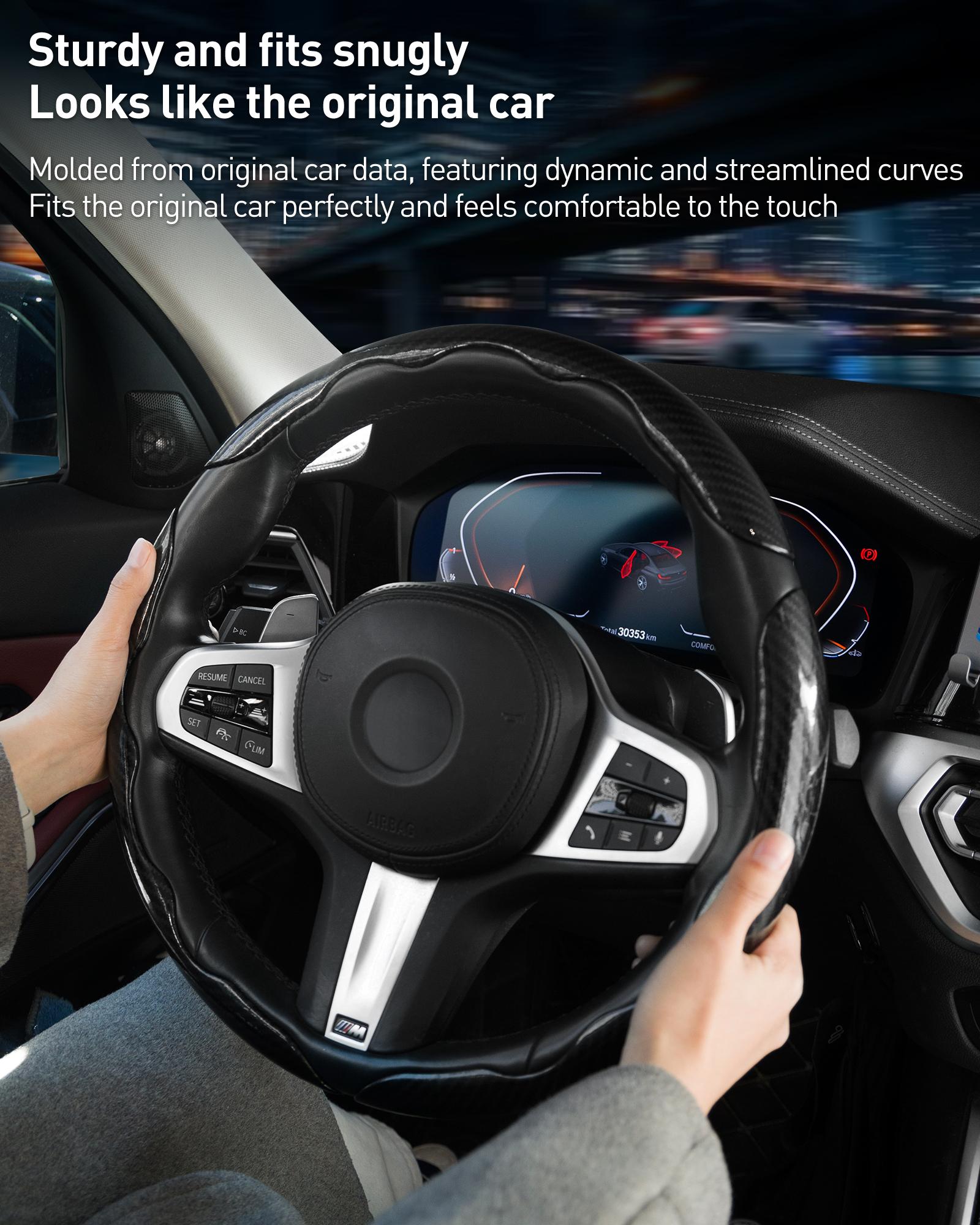 Car Steering Wheel Cover, Non slip Design Steering Wheel Protector, Universal Car Steering Wheel Cover for 15 Inch, Decor Gadgets, Car Accessories, Men Gifts, Car Essentials, Vehicle, for Racing anti slip sport all season use