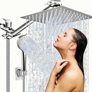 High-pressure Shower Head Combo with Extended Arm 5Adjustable Leak-proof Heads Stand & Hose Height AngleAdjustable for Bathroom Use