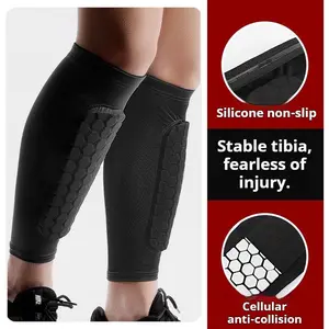Outdoor honeycomb anti-collision sports leg sleeves for running and football, EVA Lycra breathable anti-collision  shin guards and calf sleeves knit knee support non-slip