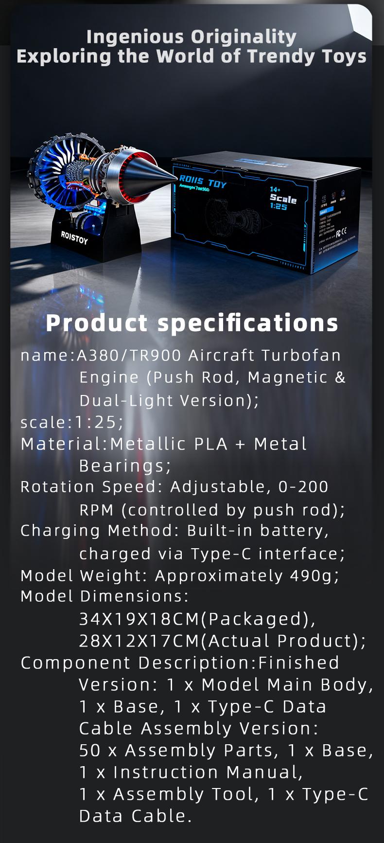 Aeroengine model Turbofan Engine kit Jet Engine Christmas gift ornaments holiday gifts Desktop decoration Quiet Brushless Motor Magnetic Material