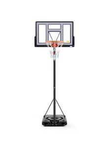 Outdoor Portable Basketball Hoop – 4.2-10ft Adjustable Height, 44 Inch Shatterproof Backboard, Basketball Goal System for Kids & Adults
