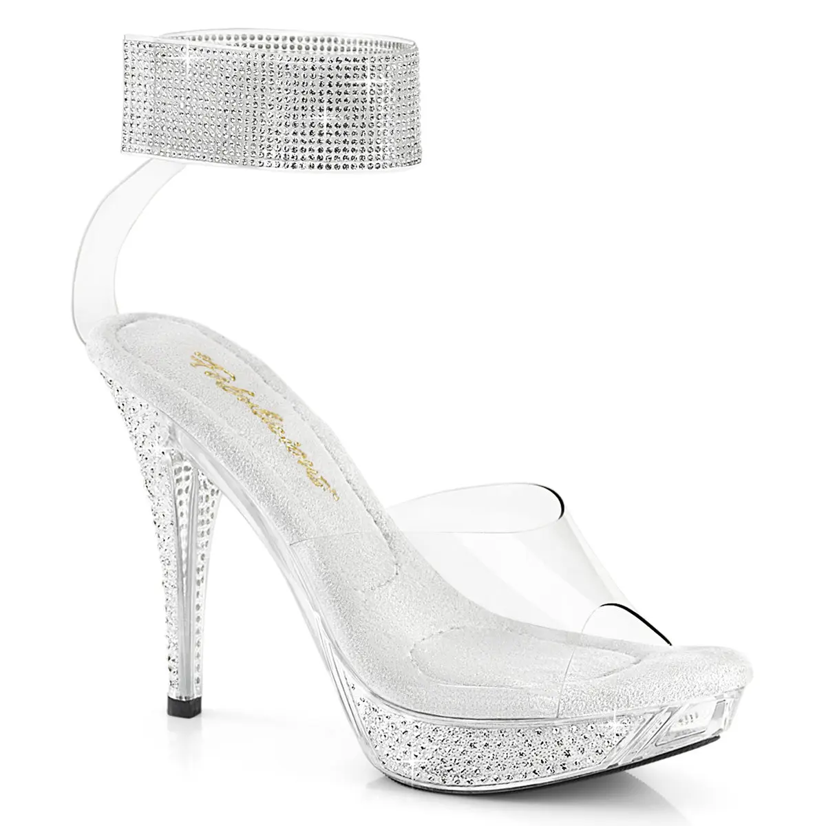 Women's Platform Sandals with Rhinestone Embellished 4.5" Block Heel, 1" Platform & Ankle Cuff - Elegant Party & Wedding Shoes, Elegant Party Shoes, Statement Shoes