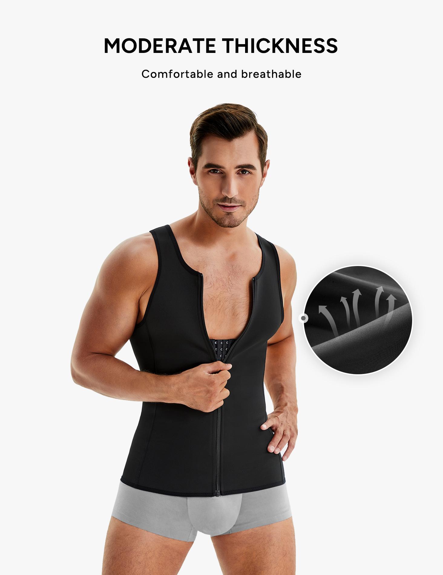 【Nebility】Men's  Waist Trainer Trimmer Compression Vest Steel Bone Support  Outdoor Sport Exercise Athletic Shapewear Fitness Zipper,fathersdaygift