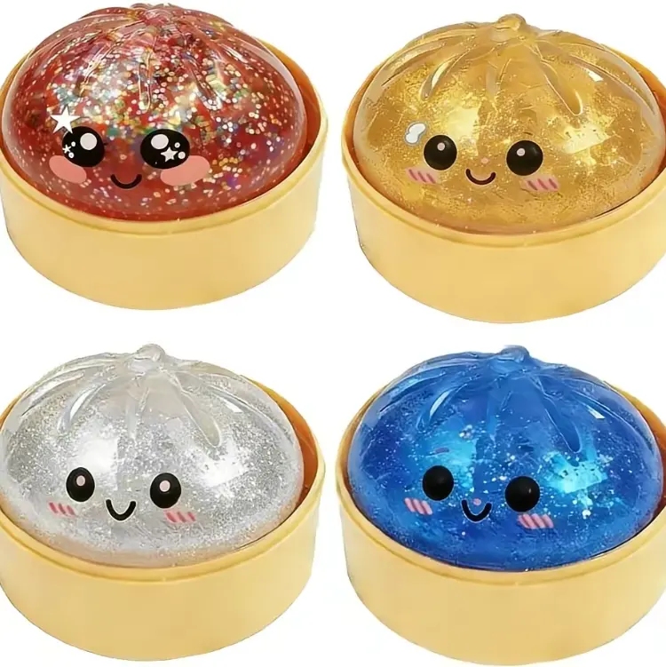 TPR Dumplings Squishies Toys - Cute Steamer Box Packaging, Fidget Stress Relief Toy, Whimsical Relaxing Mini Mental Health Gifts for Kids, Relaxing Gifts, Squishy Stress Balls, Sensory Stress Reliever