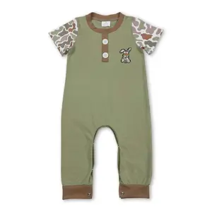 Easter Camo Bunny Embroidery baby romper