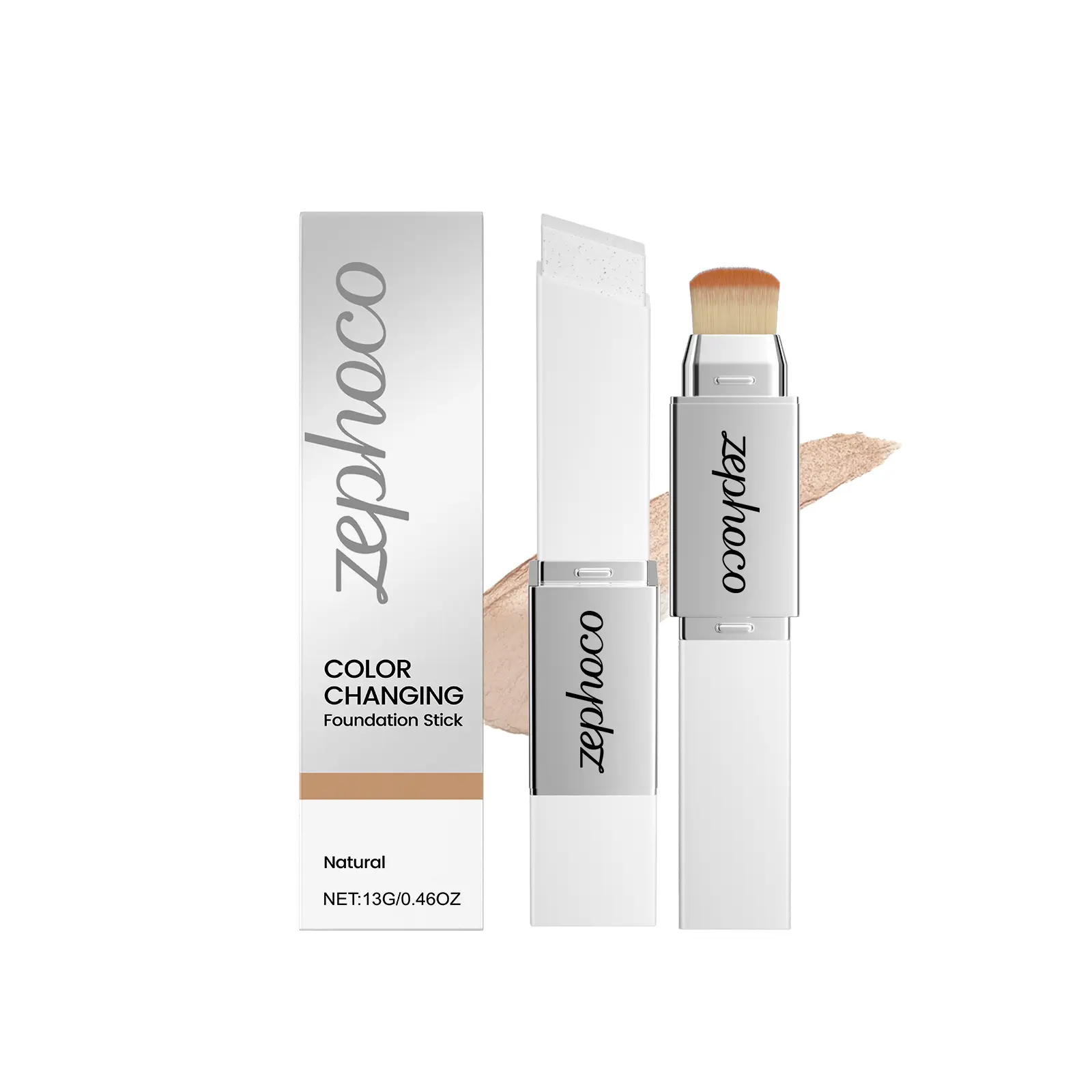 2-in-1 Color Changing Foundation Stick, Moisturizing Concealer Makeup with Blending Brush for Lightweight Flawless Coverage, Concealer Foundation Stick, Moisturizing Foundation
