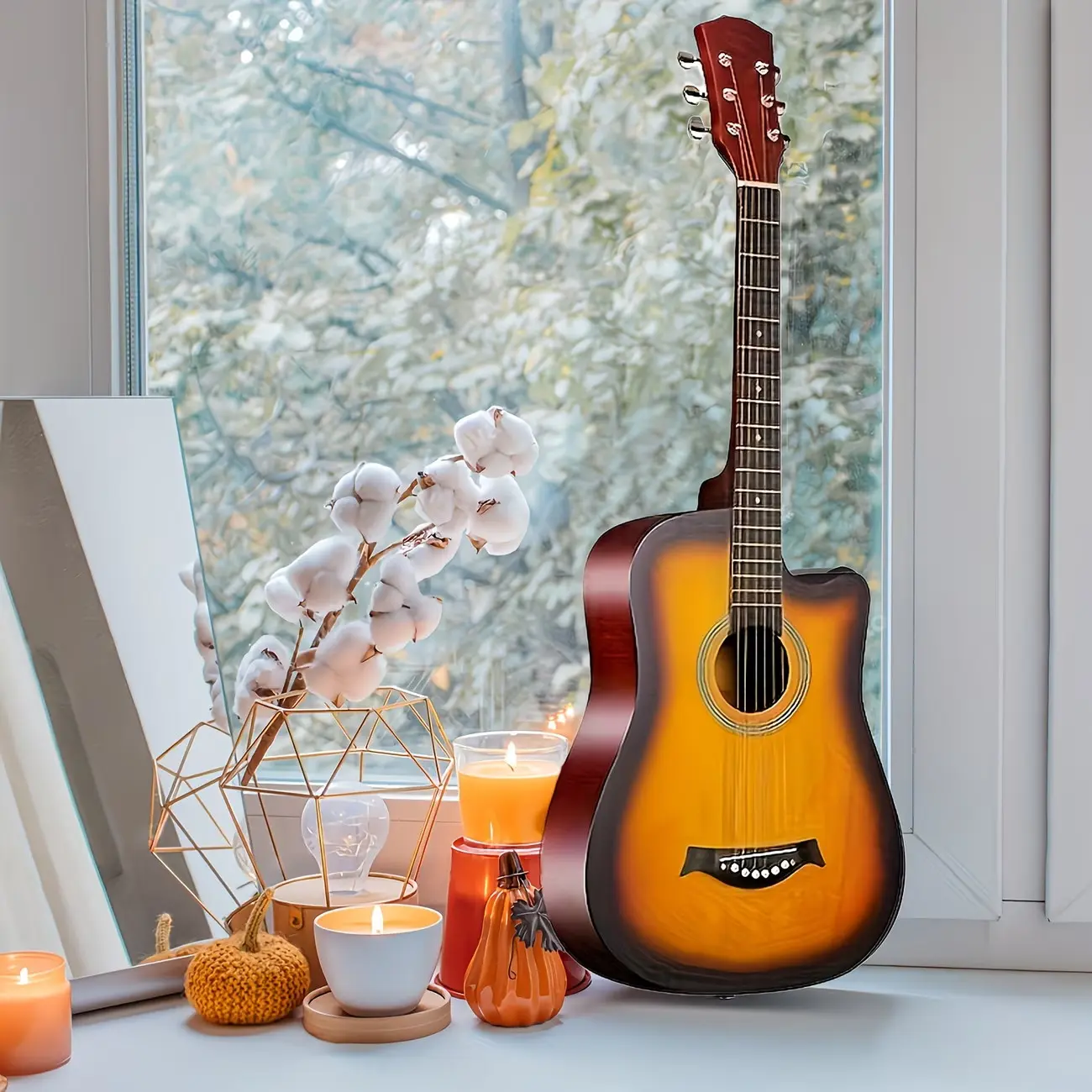 38-inch Birchwood Acoustic Guitar for Beginners - Full-size Wooden Tone Guitar with Birchwood Body, Ideal for Practice to Play and Performance