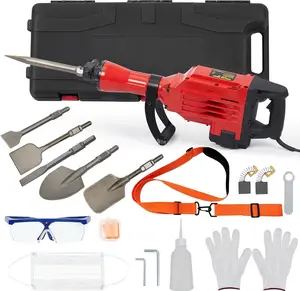 GARVEE 3600W Electric Jack Hammer Drill Heavy Duty Demolition Tool for Concrete, Brick & Masonry with 6 Chisels, Carrying Case, and Safety Gloves Included