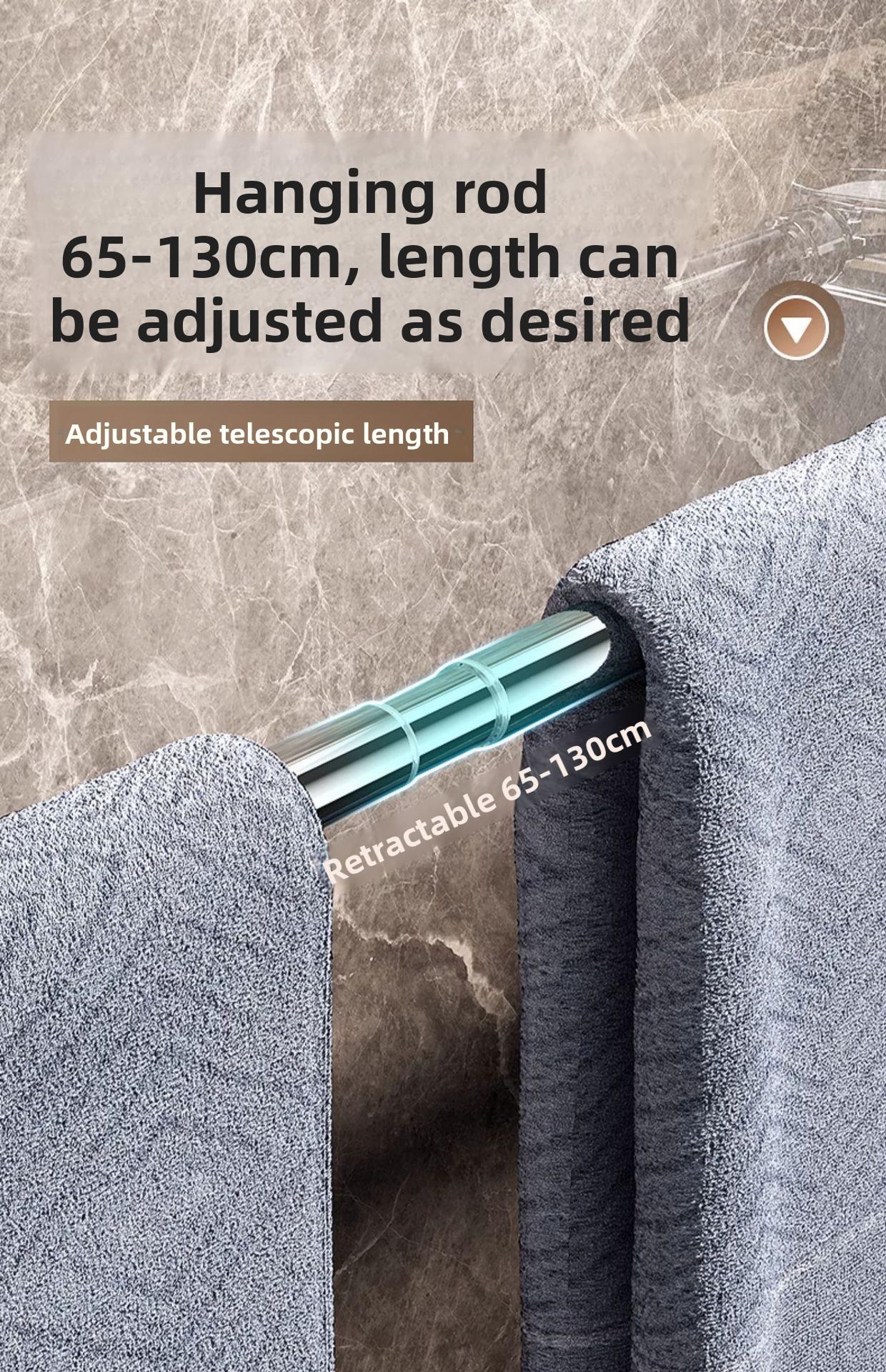 Stainless Steel Suction Cup Towel Rack No-Drill Adjustable Bathroom Kitchen Storage Shelf Toilet Bath Slipper Rack Shower Curtain Rod