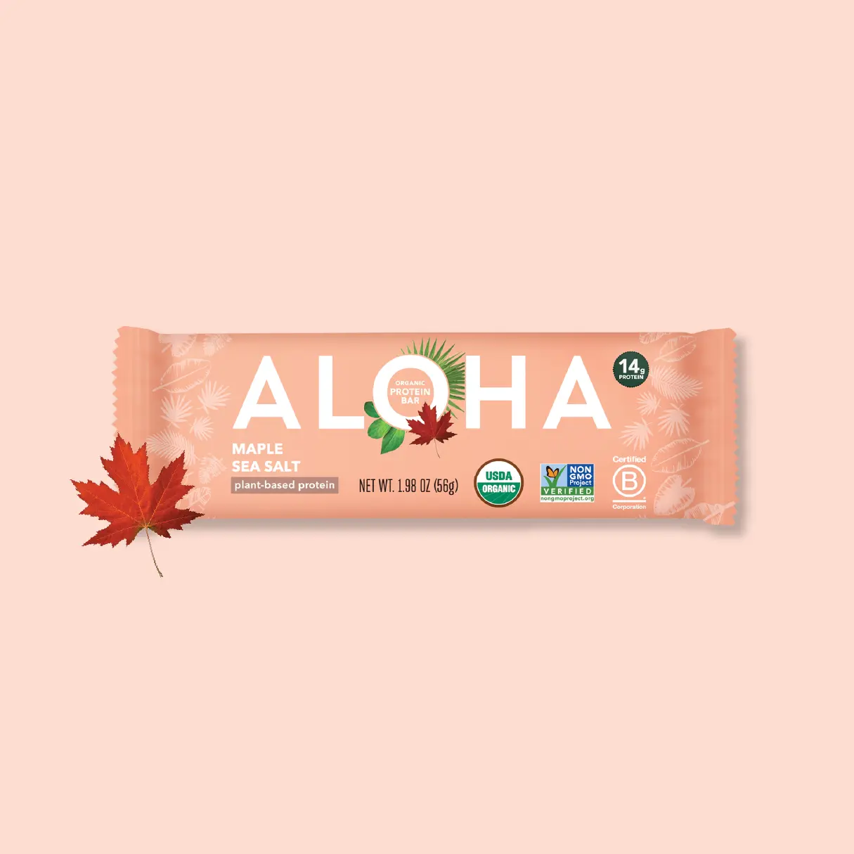 ALOHA Maple Sea Salt Protein Bar | 12 Bars | 14g Plant Protein, 4g Sugar | Certified USDA Organic, Vegan, Gluten-Free | Pure Maple Syrup + Sea Salt + Oats Savory