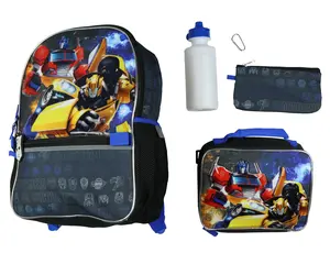 Transformers Backpack Optimus Prime and Bumblebee 5 Piece Tote Bag Set 16"