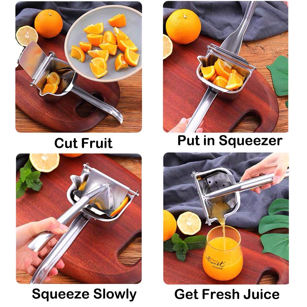 Real Stainless Steel Lemon Squeezer Citrus Juicer Hand Press Heavy Duty Manual Squeeze Juice Extractor Maker Orange Lime Grapefruit Presser Real Stainless Steel Lemon Squeezer Citrus Juicer Hand Press Heavy Duty Manual Squeeze Juice Extractor Maker Orange Lime Grapefruit Presser