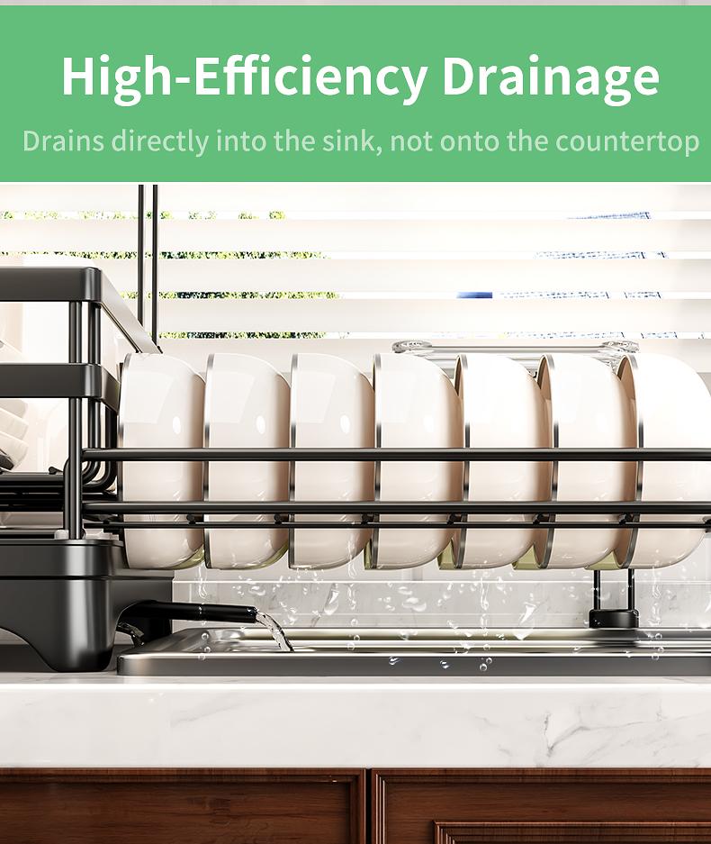 Foldable Over Sink Dish Drying Rack|Pull-Out 2-Tier Dish Drainer with Utensil Holder|Space Saving Kitchen Organizer for Small Kitchens Foldable Over Sink Dish Drying Rack|Pull-Out 2-Tier Dish Drainer with Utensil Holder|Space Saving Kitchen Organizer for Small Kitchens