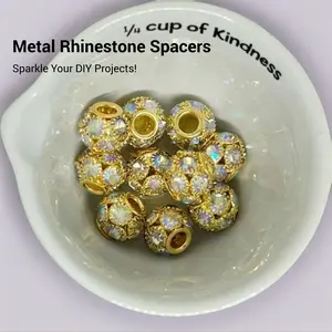 10 pcs metal rhinestone, spacers, beautiful addition to any DIY project Bead Mix Bangle Charms