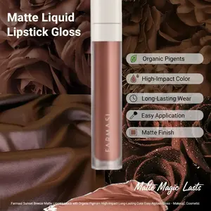 Farmasi Sunset Breeze Matte Liquid Lipstick with Organic Pigments for High-Impact Long-Lasting Color Easy Application Lipgloss Gloss - Makeup, Cosmetic