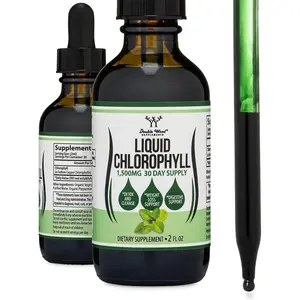 Chlorophyll Liquid Drops - for Digestion, Gut Health, Energy and Detox - Vegan Safe (Rich, Full Texture and Taste, Not Watered Down), 2oz Peppermint Flavored, by Double Wood