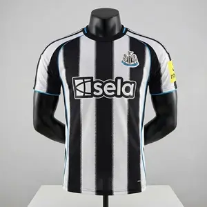 Newcastle United 2025/26 Home Soccer Kit Black White Stripes Jersey and Shorts Set